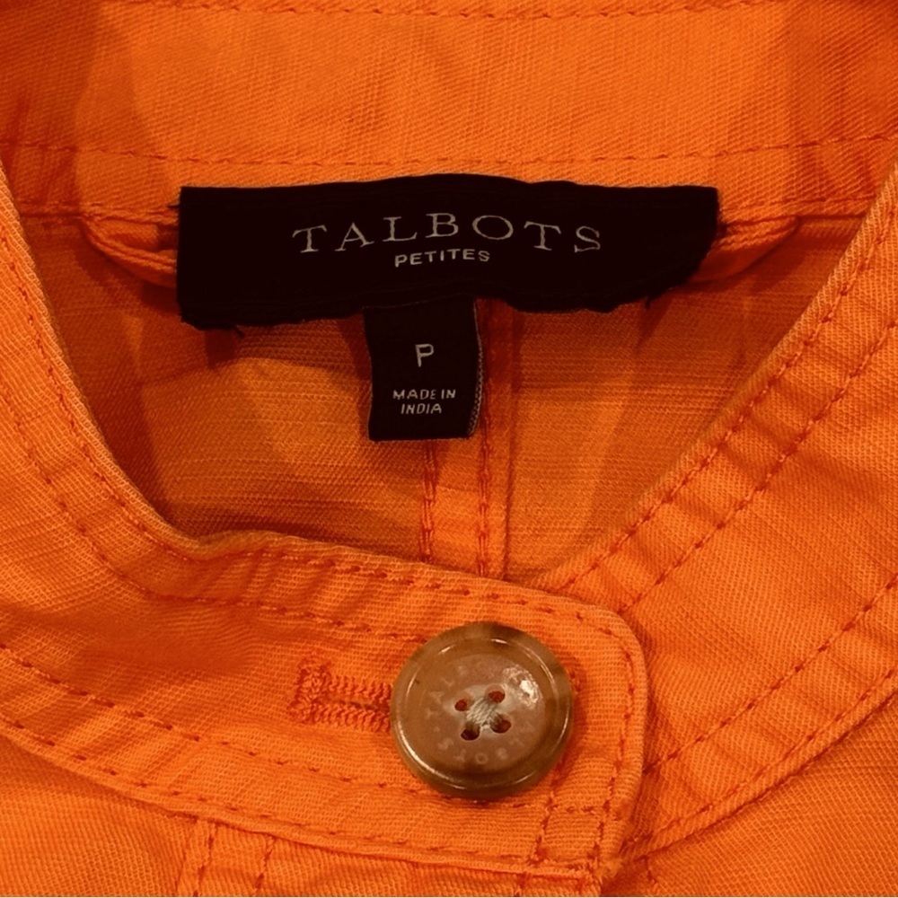Talbots Petites Jacket Orange Button Up High Coll… - image 4